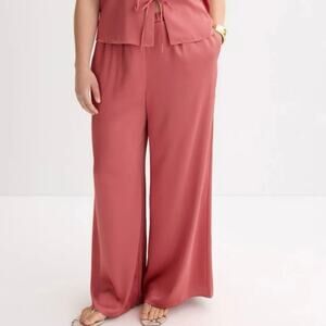 Rosetta Getty Wide Leg Satin Pull On Pants  XL